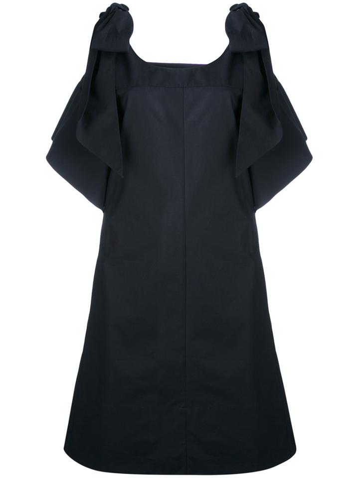 Chloé - Cold Shoulder Bow Detail Dress - Women - Cotton - 36, Blue, Cotton