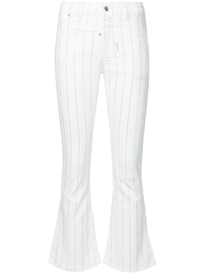 Filles A Papa Bella Striped Crop Flare Jeans - White