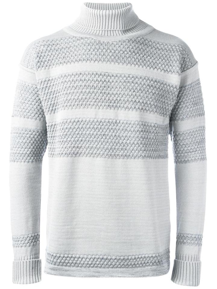 S.n.s. Herning Roll Neck Jumper, Men's, Size: Large, Grey, Merino/virgin Wool