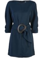 Tibi Belted Shift Dress - Blue