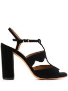 Chie Mihara Scalloped Heeled Sandals - Black