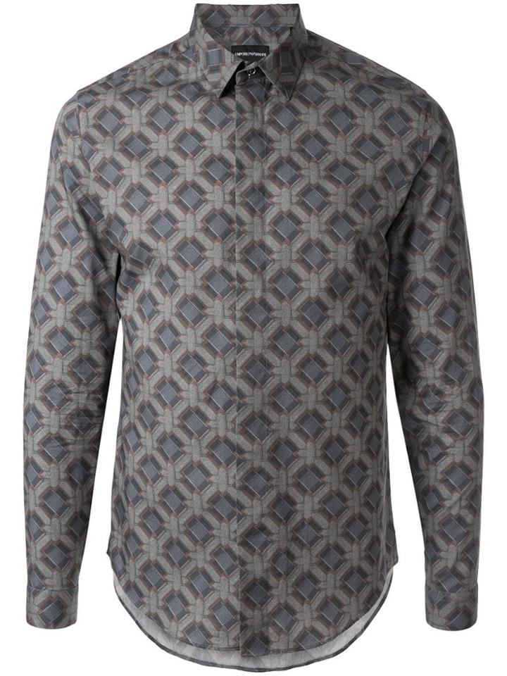 Emporio Armani Printed Formal Shirt - Grey