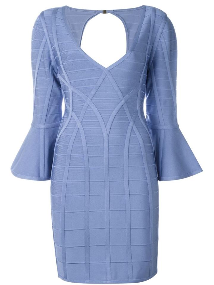 Hervé Léger Funnel Sleeves Dress
