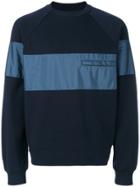 Prada Striped Crew Neck Sweater - Blue