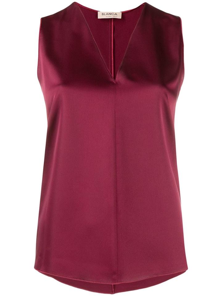 Blanca V-neck Sleeveless Top - Red
