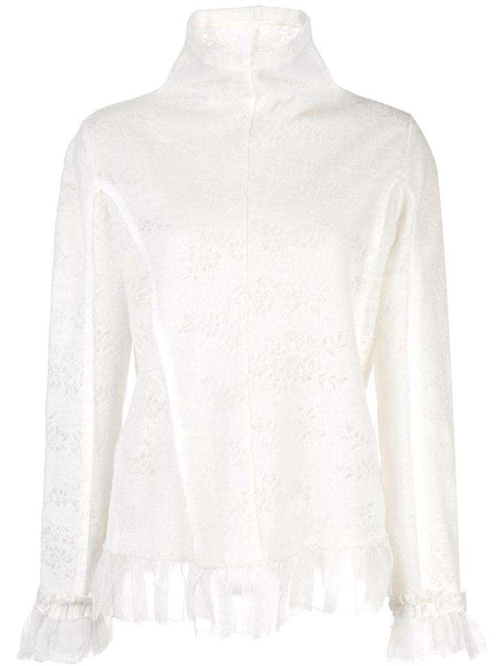 Renli Su Lace Roll Neck Blouse - White