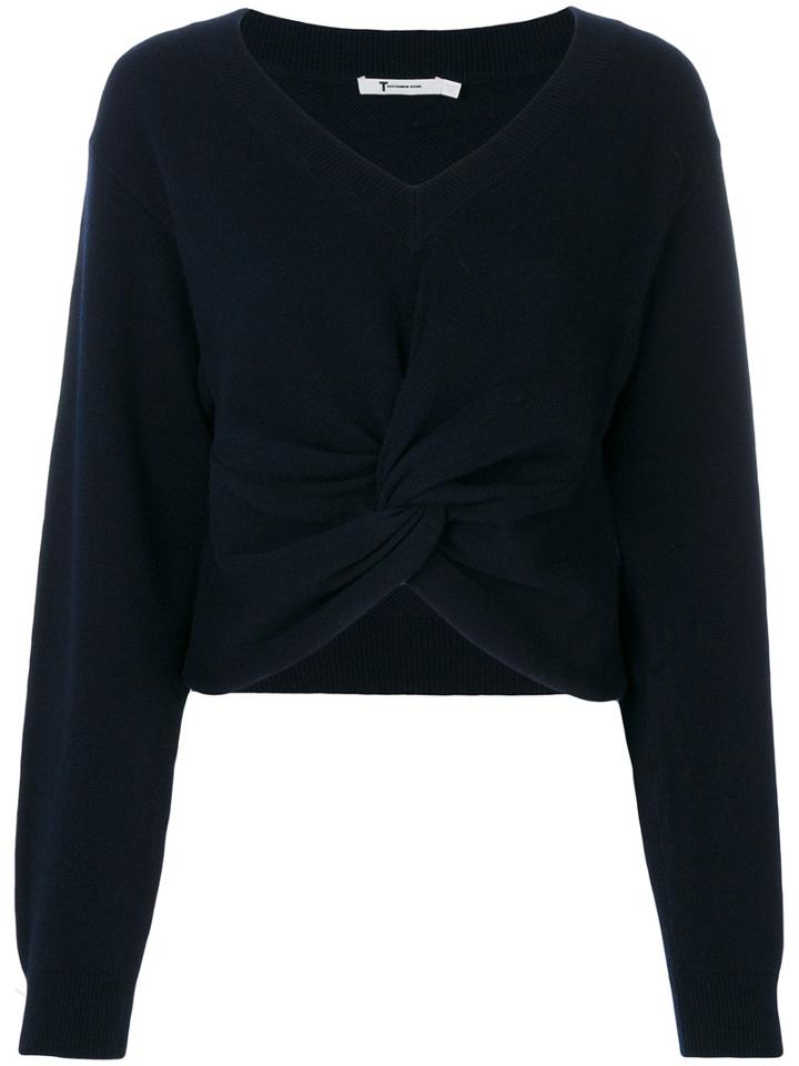 T By Alexander Wang - Twisted Knitted Top - Women - Cashmere/wool - M, Blue, Cashmere/wool