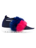 Joshua Sanders Slip-on Fur Trim Sneakers - Blue