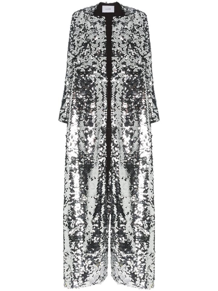 We Are Leone Morgan Sequin Embellished Maxi Coat - Grey