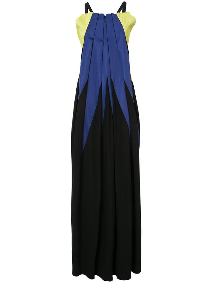 Issey Miyake Pleated Colour Block Dress - Black