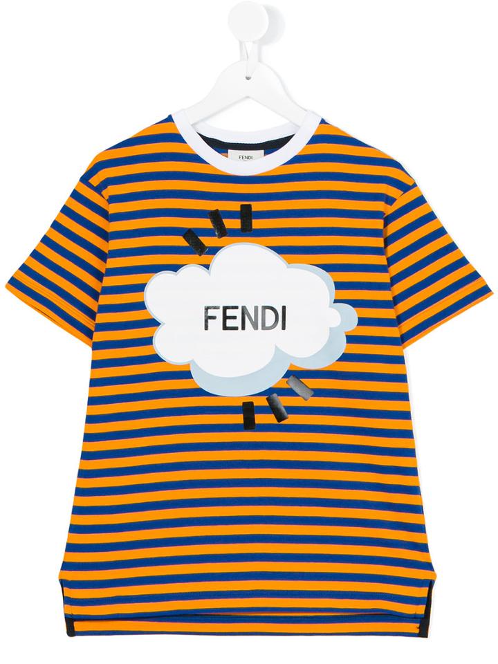 Fendi Kids - Striped T-shirt - Kids - Cotton - 4 Yrs, Orange
