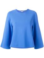 Stella Mccartney Cold Shoulder Cropped Blouse, Women's, Size: 40, Blue, Polyester/viscose