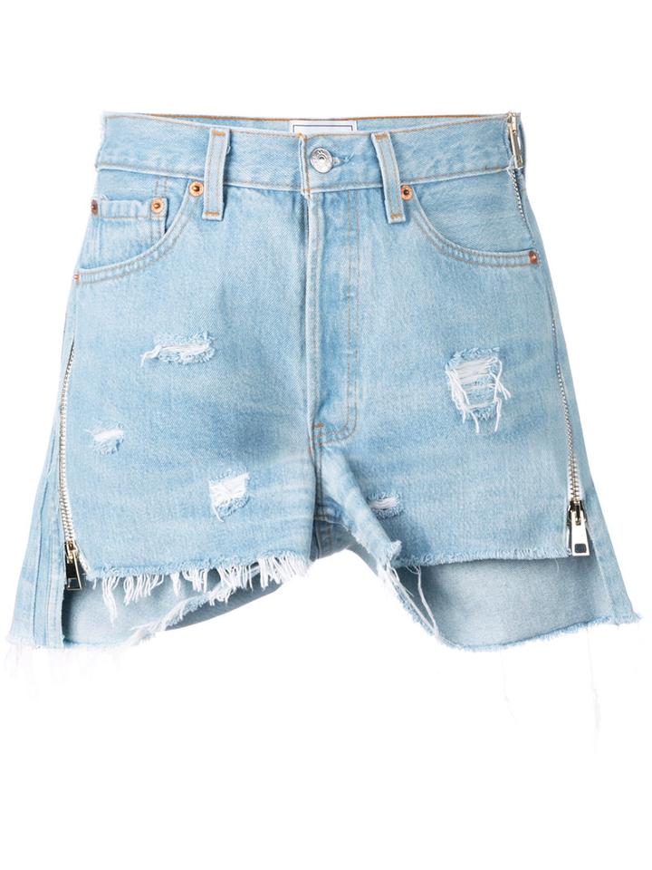 Forte Couture Distressed Denim Shorts, Women's, Size: 28, Blue, Cotton