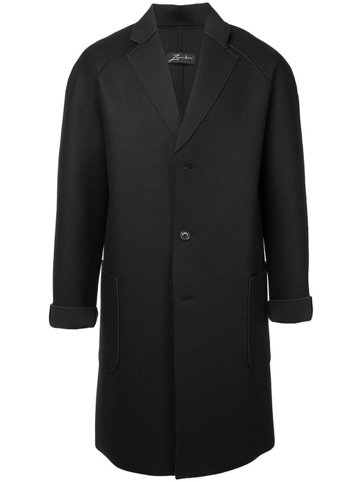 Zambesi Felted Raw Edge Single Breasted Coat - Black