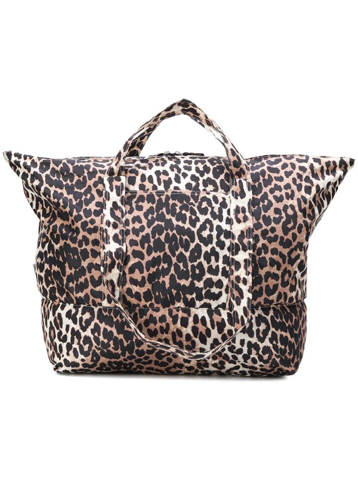 Ganni Leopard Print Tote Bag - Nude & Neutrals