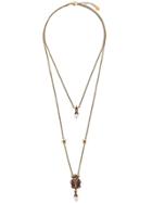 Alexander Mcqueen Double Chain Drop Necklace - Gold