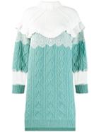 Fendi High Collar Knitted Dress - Blue