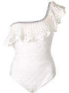 Missoni Ruffled One-shoulder Swimsuit - White