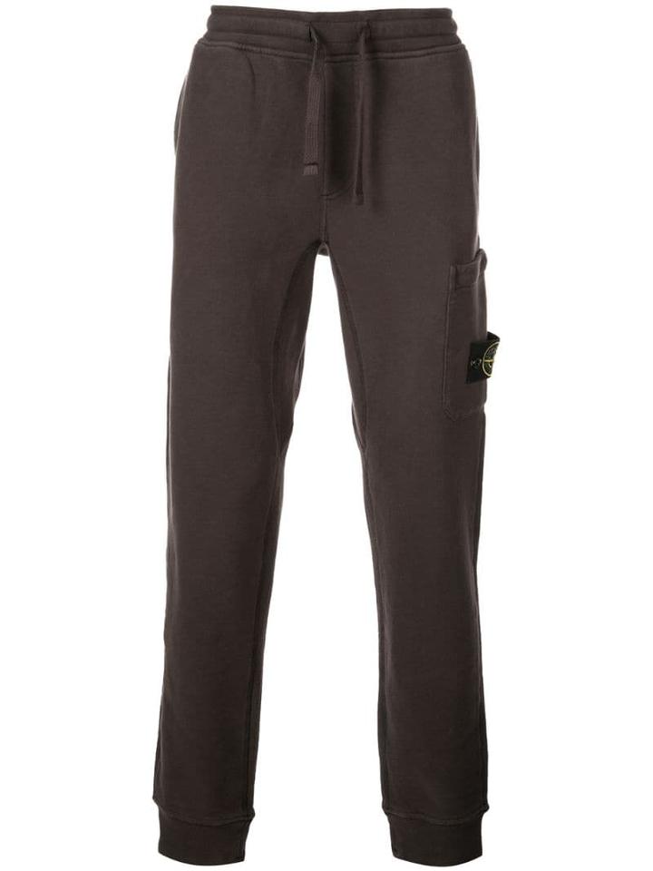 Stone Island Track Pants With Logo Patch - Brown