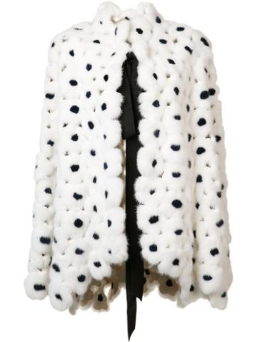 Carolina Herrera Round Motif Coat, Women's, Size: Medium, White, Mink Fur