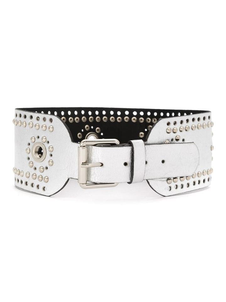 Nk Studded Leather Belt - Grey