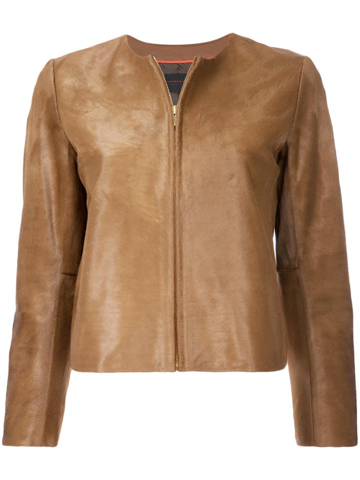 Tomorrowland Fitted Leather Jacket - Brown