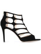 Jimmy Choo Ren 85 Sandals, Women's, Size: 39, Black, Suede/leather