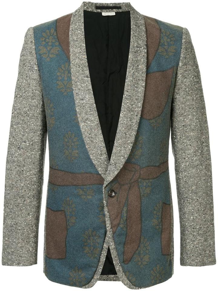Comme Des Garçons Pre-owned Tie Belt Print Blazer - Grey