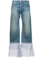 Tu Es Mon Trésor Tulle Frill Hem Boyfriend Jeans - Blue
