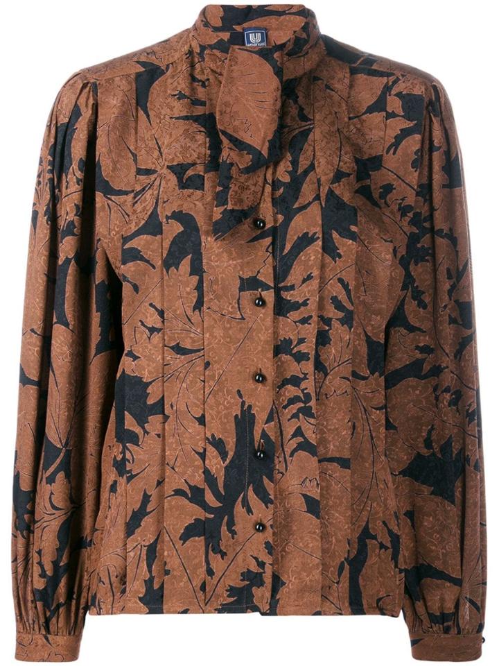 Emanuel Ungaro Vintage 1980's Pussy Bow Blouse - Brown