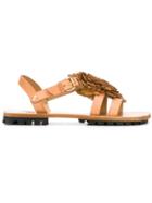 Vivienne Westwood Flower Detail Sandals, Men's, Size: 40, Nude/neutrals, Leather/rubber