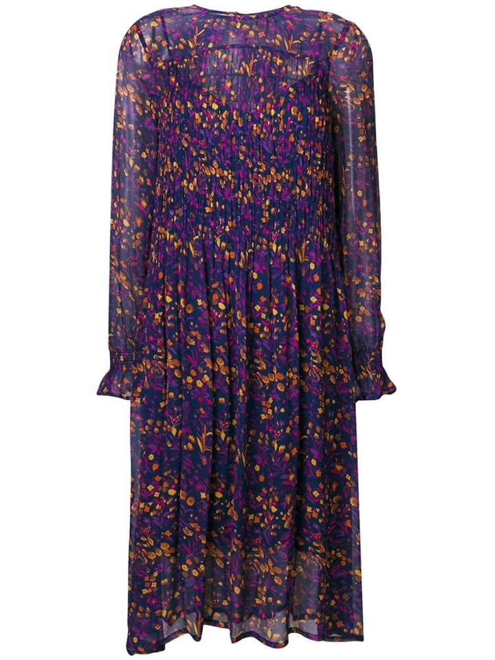 Baum Und Pferdgarten Longsleeved Floral Print Dress - Pink & Purple