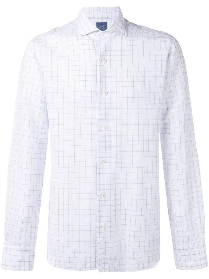 Barba - Woven Grid Shirt - Men - Cotton/linen/flax - 41, White, Cotton/linen/flax