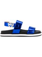 Love Moschino Metallic Flat Sandals - Blue