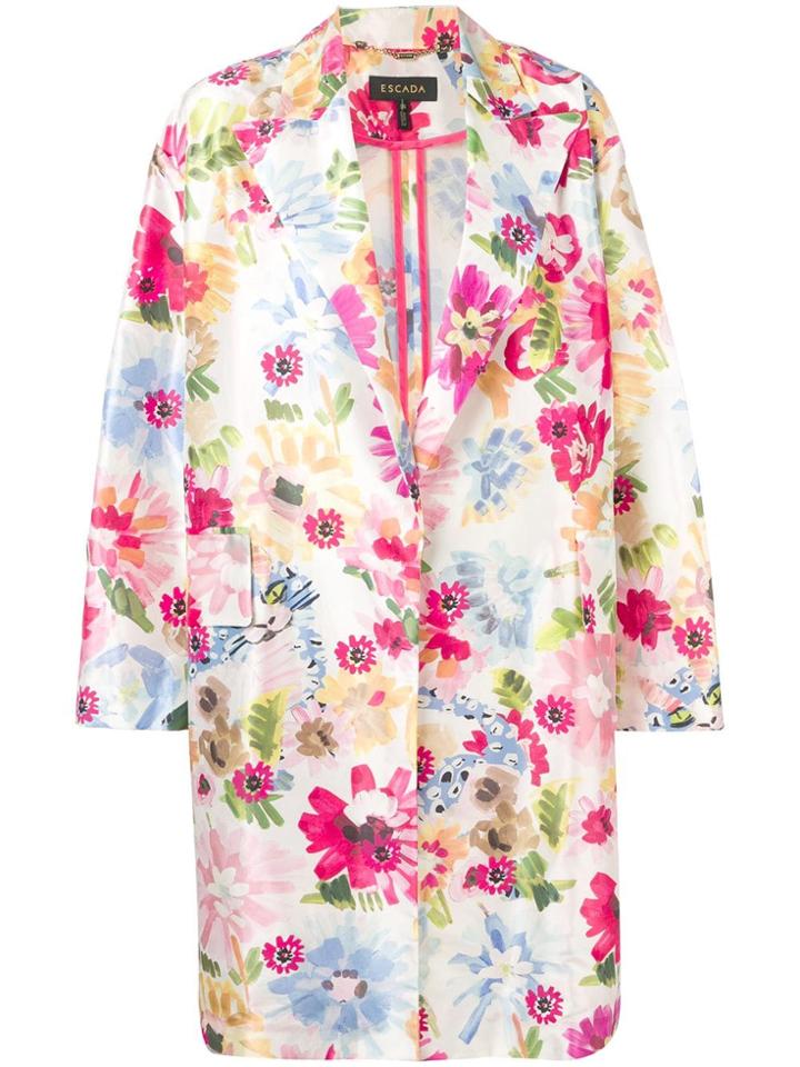 Escada Lightweight Floral Coat - White