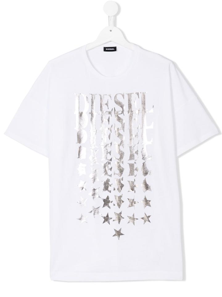 Diesel Kids Graphic Print T-shirt - White
