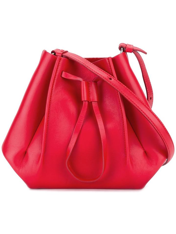 Maison Margiela Structured Bucket Bag, Women's, Red, Calf Leather/polyester
