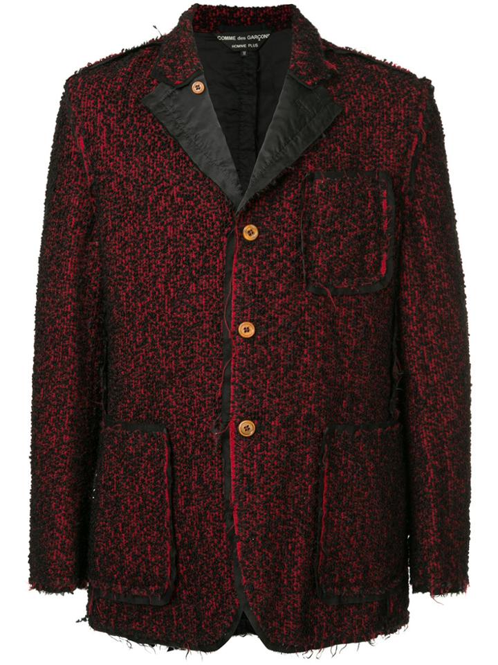 Comme Des Garçons Vintage Reversed Stitching Distressed Blazer - Red
