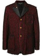Comme Des Garçons Vintage Reversed Stitching Distressed Blazer - Red