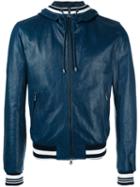 Dolce & Gabbana Leather Hooded Jacket, Men's, Size: 46, Blue, Lamb Skin/triacetate/acetate/polyamide