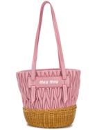 Miu Miu Quilted And Woven Tote - Pink & Purple