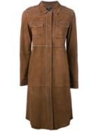 Twin-set Mid-length Suede Coat, Women's, Size: 40, Brown, Goat Skin