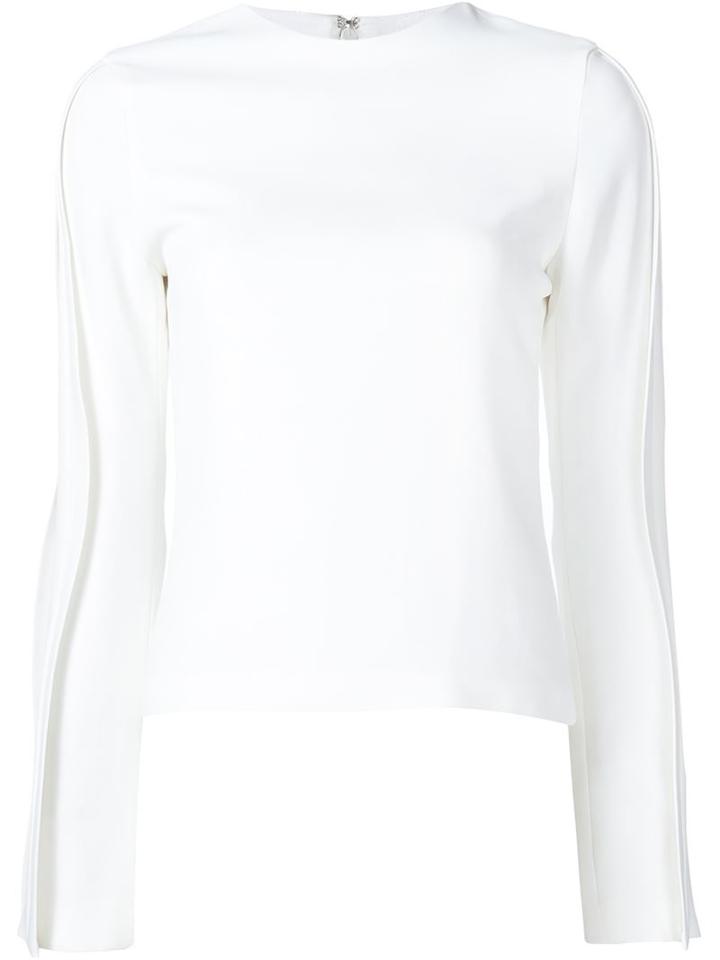 Brandon Maxwell 'wave' Blouse, Women's, Size: 12, White, Spandex/elastane/acetate/viscose