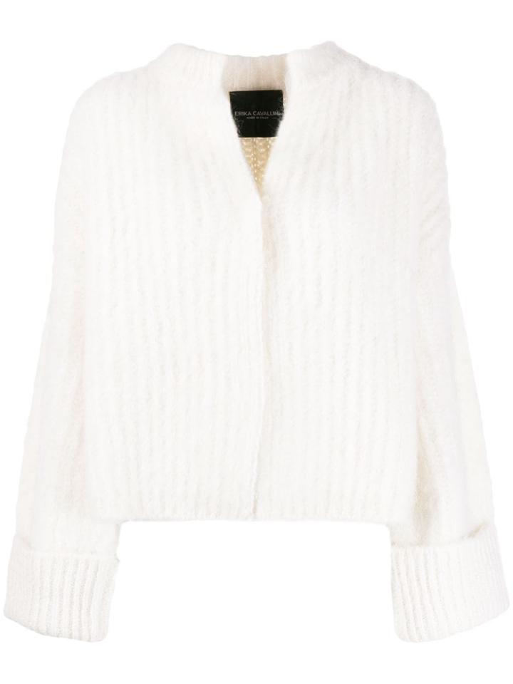 Erika Cavallini Ribbed Open-front Cardigan - White