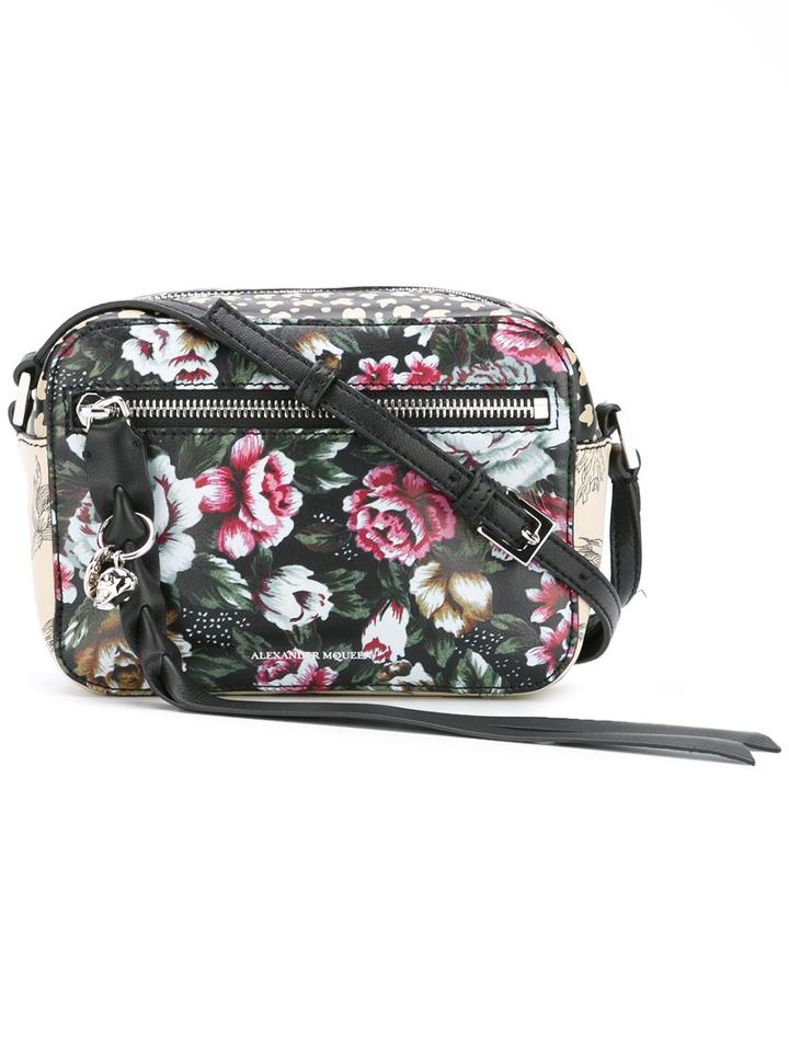 Alexander Mcqueen Floral Print Camera Bag, Women's, Leather