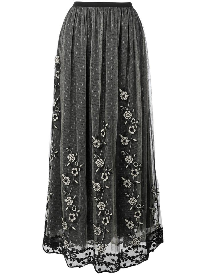 Red Valentino Embroidered Layer Skirt - Black