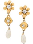Chanel Pre-owned Strass Flower Earrings - Gold
