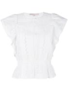 Vanessa Bruno Embroidered Details Blouse, Women's, Size: 40, White, Cotton/linen/flax/ramie