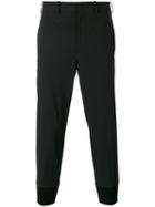 Neil Barrett Elasticated Cuff Cropped Trousers, Men's, Size: 52, Black, Cotton/spandex/elastane