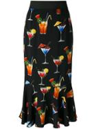 Dolce & Gabbana - Cocktail Print Skirt - Women - Silk/spandex/elastane/viscose - 44, Black, Silk/spandex/elastane/viscose